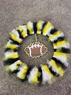 Handmade Steelers Football Themed Tulle Wreath
